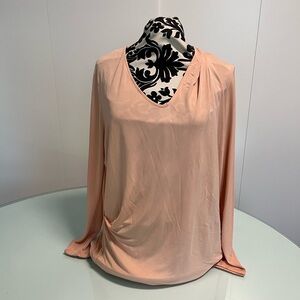 Armani Peach Long Sleeve V-Neck Blouse
